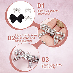 8 Stück 4 Stile abnehmbare Schuhschnallenclips aus Legierung mit Strassen&nbsp;FIND-HY0003-90P