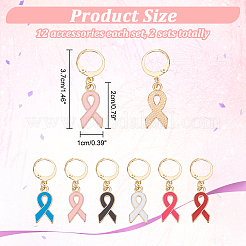 Legierung Emaille Awareness Ribbon Charm Verschlussstichmarker&nbsp;HJEW-PH01815