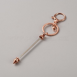Portachiavi con perline in lega di zinco con fermagli&nbsp;KEYC-WH0030-86RG