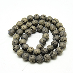 Placcare fili di perle di roccia lavica naturale&nbsp;G-T058-03H