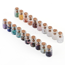 Botellas de vidrio con cuentas de piedras preciosas naturales y sintéticas&nbsp;G-KS0001-02