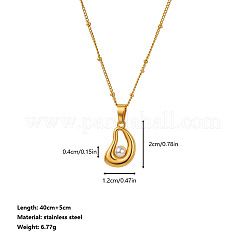 Colliers pendentifs en acier inoxydable 304 avec pendentif en forme de larme en imitation perle pour femmes&nbsp;WG37FBA-01