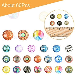 60 Stück bedruckte halbrunde Glas-Cabochons&nbsp;GGLA-FS0001-14