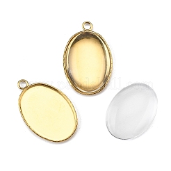 DIY ovaler Cabochon-Anschluss und Anhänger-Sets aus 304 Edelstahl&nbsp;DIY-FS0008-31