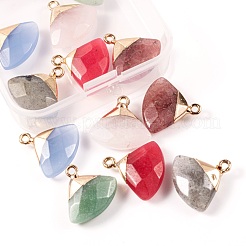 12pcs 6 pendentifs en pierres précieuses naturelles de style galvanoplastie&nbsp;G-LS0002-01