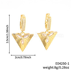 Eleganti orecchini a cerchio triangolare in ottone con zirconi cubici trasparenti&nbsp;TA2426-1