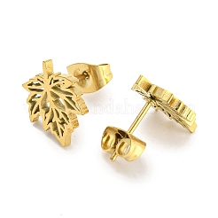 Boucles d'oreilles à tige en acier inoxydable 304 avec feuille d'érable creuse&nbsp;EJEW-G359-01G