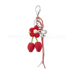 4 porte-clés en coton crocheté fait main avec des fleurs&nbsp;KEYC-JKC01403