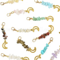 12 pendentif décoratif en forme de lune en alliage de 12 couleurs&nbsp;HJEW-FS00050
