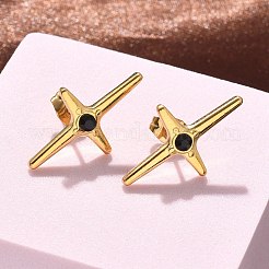 Boucles d'oreilles à tige en acier inoxydable 304 avec croix&nbsp;EJEW-F361-07G