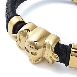 Braccialetti da uomo in cordoncino di cuoio nero intrecciato&nbsp;BJEW-K243-52G