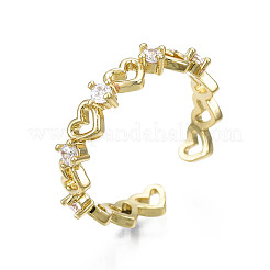 Exquise bague de manchette en forme de cœur en zircone cubique&nbsp;X-RJEW-N035-057-NF