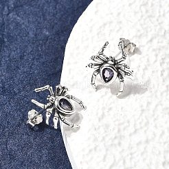 925 Sterling Silber Micro pave Zirkonia Ohrstecker&nbsp;EJEW-Z133-01AS