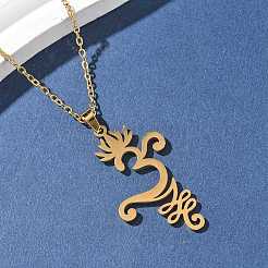 Collar con colgante de flor de loto OM de yoga de corte hueco de acero inoxidable 304&nbsp;NJEW-Z073-02G-05