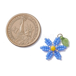 Pendentifs en forme de fleur en perles de verre&nbsp;PALLOY-TA00345-03