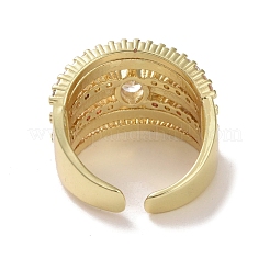 Anello a polsino aperto in ottone con micro pavé di zirconi cubici&nbsp;RJEW-K256-57G