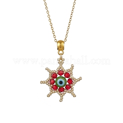 Perline di vetro e collane con ciondolo a forma di stella con malocchio lavorato a lume fatte a mano&nbsp;NJEW-MZ00098-05