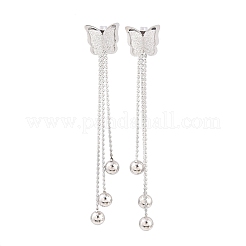 Orecchini a bottone in acciaio inossidabile 304 con nappa a forma di farfalla&nbsp;EJEW-H175-05P