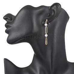 Ovale Ohrstecker aus Messing-ABS-Kunststoff mit Kunstperle&nbsp;EJEW-JE06567