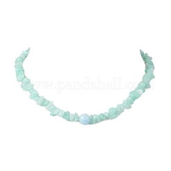 Gefärbte Halsketten aus natürlichen weißen Jade-Chip-Perlen&nbsp;NJEW-JN05508