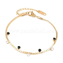 Runde Armbänder mit Anhängern aus Edelstahl 304 und Strassen&nbsp;BJEW-B171-08G