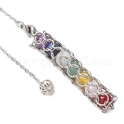 7 chakra rotondo ametista naturale e lapislazzuli e quarzo rosa e avventurina verde e quarzo tinto e corniola e citrino sintetico pendoli da rabdomante&nbsp;PALLOY-JF03658-02