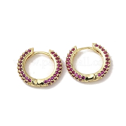 Orecchini a cerchio Huggie da donna con micro pavè di zirconi cubici in ottone placcato a cremagliera&nbsp;EJEW-C097-21G