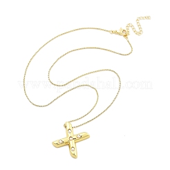 Collares de cadena con colgante de letra de perla de latón y plástico para mujer&nbsp;LS-NJEW-U017-01G-24