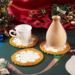 3 handgewebter Untersetzer aus Polyester-Makramee mit Schneeflockenmotiv&nbsp;DIY-TA0013-98C