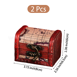 2 Stück Retro-Schmuckaufbewahrungsboxen aus Holz mit Riegelverschlüssen&nbsp;OBOX-DJ0001-03B
