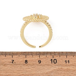 Anillos de puño de latón ajustables con micro pavé de circonita cúbica para mujer&nbsp;RJEW-B139-07G-01