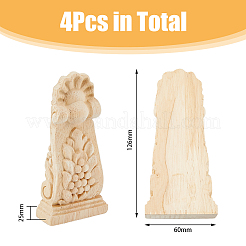 Applique onlay sculpté en bois de caoutchouc&nbsp;AJEW-WH0248-464