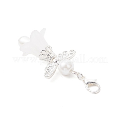 Adornos colgantes de ángel con alas de acrílico transparente y perla de vidrio&nbsp;HJEW-JM03898-02