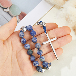 Decorazioni pendenti con perline di diaspro blu naturale in lega&nbsp;HJEW-HS00103
