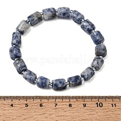 Stretcharmbänder aus natürlichem blauem Jaspis mit Säulenperlen&nbsp;GG-CBA05D5-01A-02