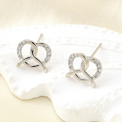 Boucles d'oreilles en laiton zircon cubique micro pavé clair&nbsp;EJEW-M103-04P