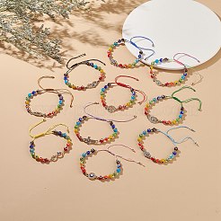 10pcs 10 Stil Bunte Malerei böser Blick geflochtene Perlenarmbänder Set&nbsp;BJEW-JB08874