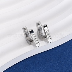 Pendientes de aro trapezoidales de circonita cúbica de acero inoxidable 304&nbsp;EJEW-D331-06P