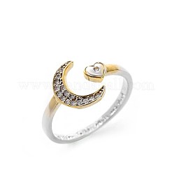Messing Micro Pave klare Manschettenringe aus Zirkonia&nbsp;SJEW-BB61065-B