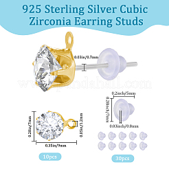 30 pièce de boucles d'oreilles à tige en zircone cubique transparente&nbsp;EJEW-BBC0002-07B