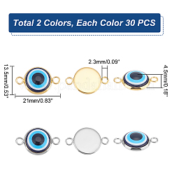 60 Stück 2 Farben Böse Augen Harz Verbinder Charms&nbsp;FIND-UN0001-59