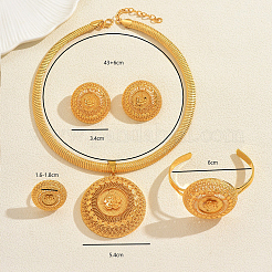 Vintage nahöstlichen Legierung hohl rund mit Blume Halsketten & Armbänder & Ohrringe & Ringe Sets für Frauen&nbsp;WE0355