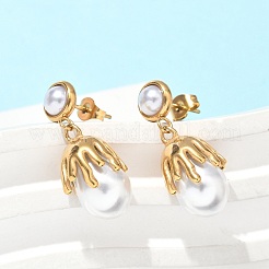 Collane con ciondolo a forma di fiore in acciaio inossidabile 304 e orecchini a bottone per donna&nbsp;SJEW-B020-05G