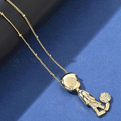 Colliers à pendentif en zircone cubique transparent micro pavé en laiton&nbsp;NJEW-M084-01G-01