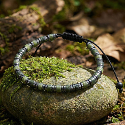 Geflochtene Armbänder aus Glas und natürlichen chinesischen Südjadeperlen&nbsp;SG8473