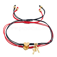 2 Stück Messing-Armbandset mit Herz und Kreuz&nbsp;WL1100-3