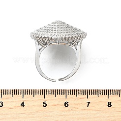 Messing-Mikro pflastern Zirkonia Manschettenringe&nbsp;RJEW-V007-06P