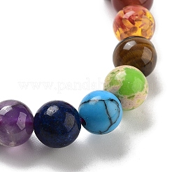 Bracelets extensibles en perles de quartz rose naturel rond chakra&nbsp;BJEW-K251-05B
