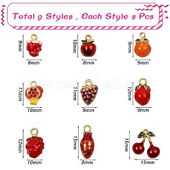 18pcs gemischte Emaille-Früchte-Charme-Anhänger Imitations-Obst-Charme bunter Legierungs-Emaille-Anhänger für Schmuck-Halskette-Armband-Ohrring-Bastelarbeiten&nbsp;JX186A