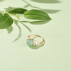 Anello per dito avvolto in filo di avventurina verde naturale&nbsp;RJEW-TA00022-03